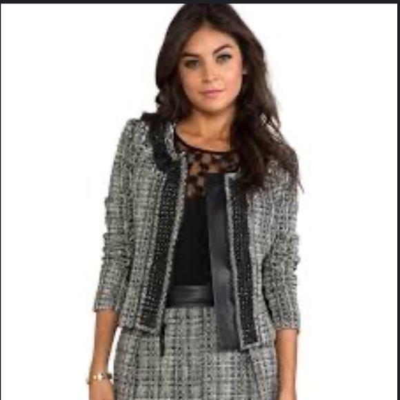 Milly  leather and bead trimming, frayed, jacket - Picture 2 of 11